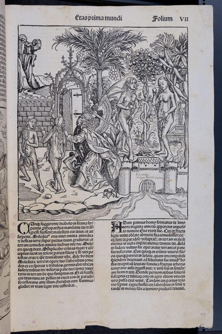 ニュルンベルグ年代記 2葉（グーテンベルグ本）1493 INCUNABLA